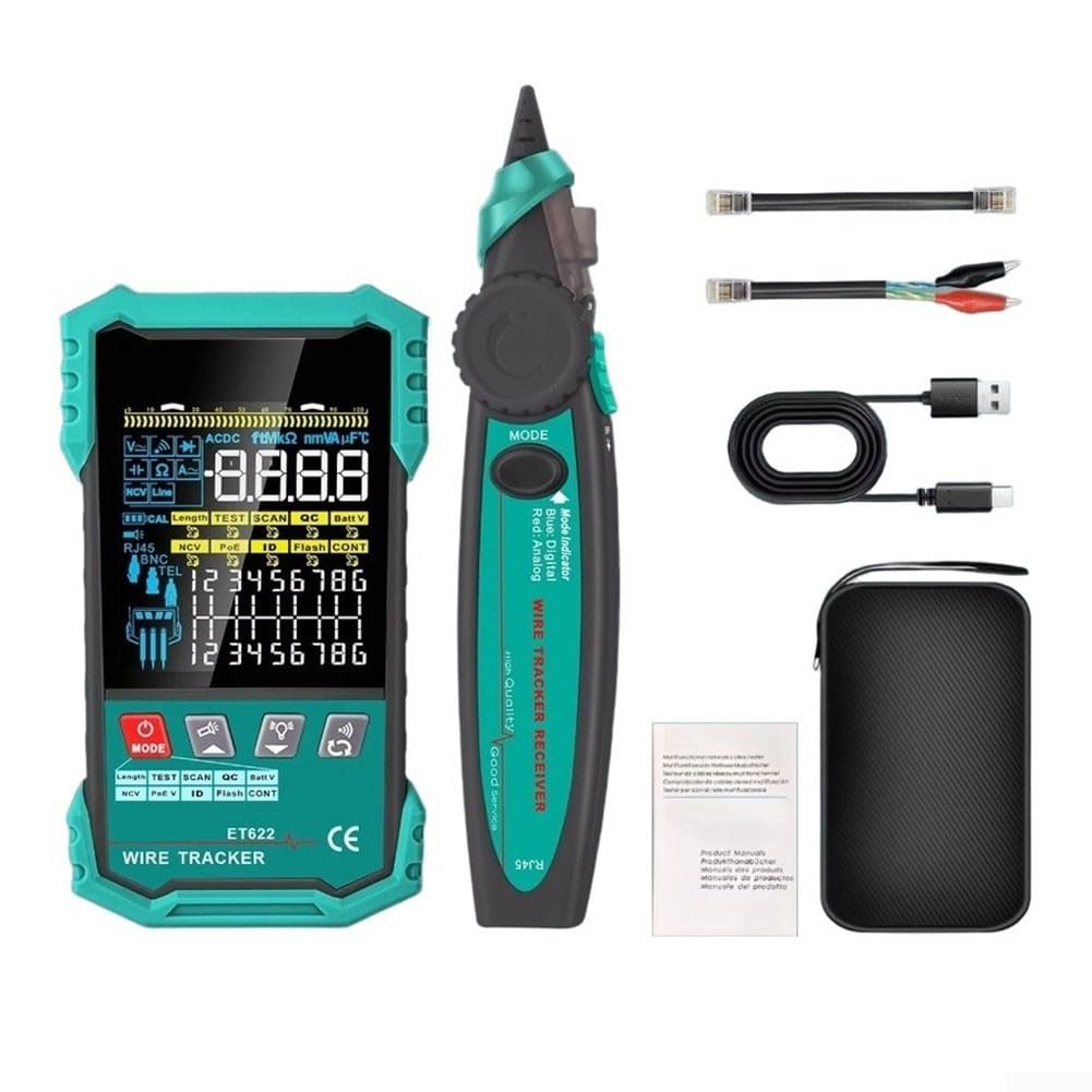 Netzwerkkabeltester ET622/ET623, PoE-Test Und RJ45-Crimpprüfung Mit Kabellängenmessung 2,5-400 M, LCD Farbdisplay.(ET622)