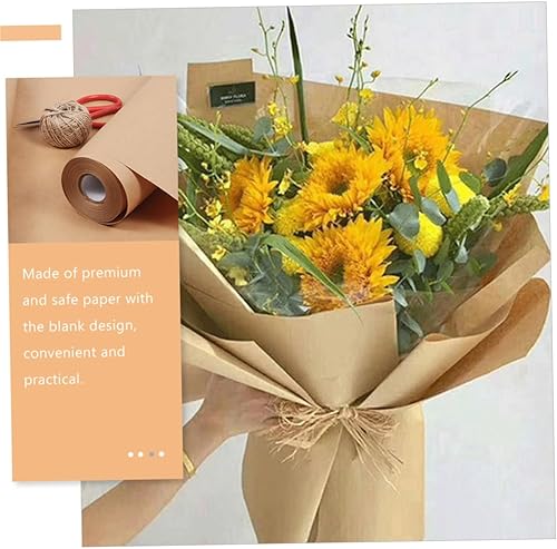 Miniatura 3 de EXCEART 1 rollo de papel de ramo de flores marrones Papel de embalaje de regalo Papel marrón Envoltura de regalo Papel de revestimiento de piso