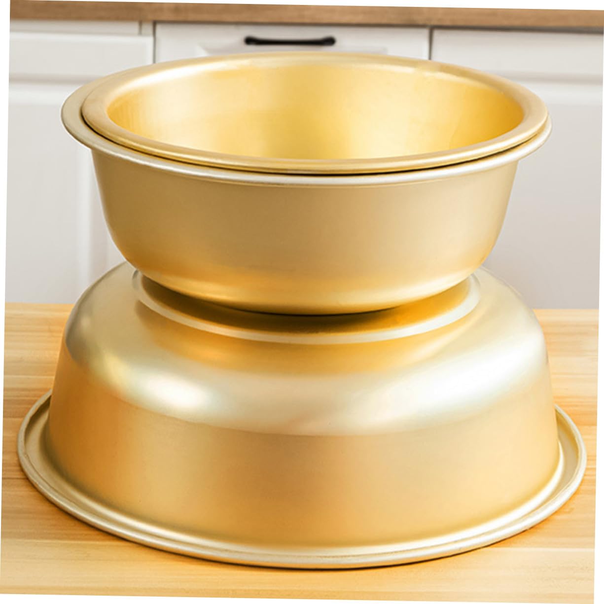 Cuenco de Aluminio Dorado de Gran Capacidad Diseño Redondo, Lavabo de Metal Seguro Fina Manufactura para Cocina y Lavado de Frutas