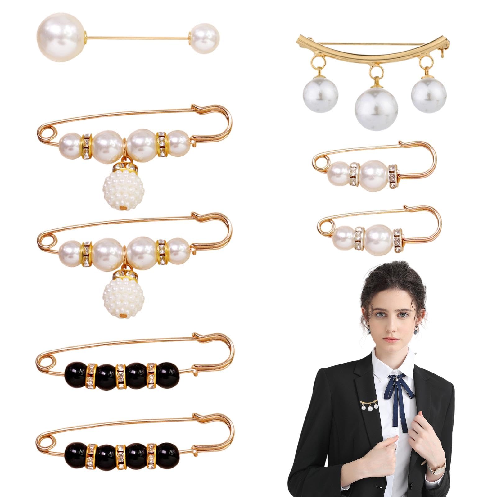 GALPADA 6 Pezzi Spilla di Sicurezza Perle, Fermagli per Sciarpe e Clip di Sicurezza per Abbigliamento Donna, Accessori Decorativi per Scialli, Maglioni e Camicie, per Matrimoni e Uso