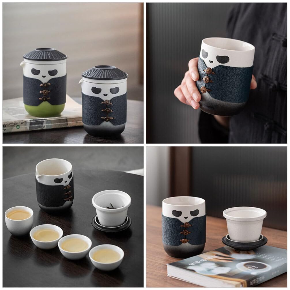 Luxshiny Tazza Di Ceramica Tema Panda Con Filtro Tazza Da Tè in Porcellana in Ceramica Adatta Per Tè Verde e Uso Domestico