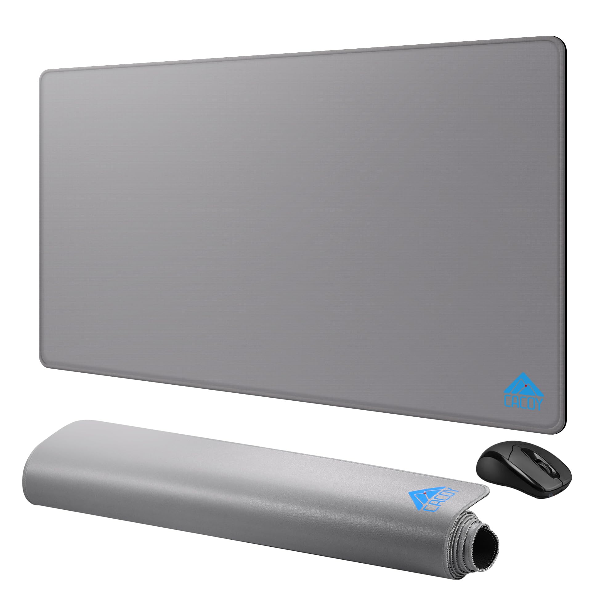 Cacoy 900x500mm Großes erweitertes Computer-Mauspad, XXL Gaming Mausmatte, Multifunktionale große rutschfeste Schreibtischunterlage für Büro, Vernähten Kanten, Präzises und Langlebiges Mouse Pad, Grau