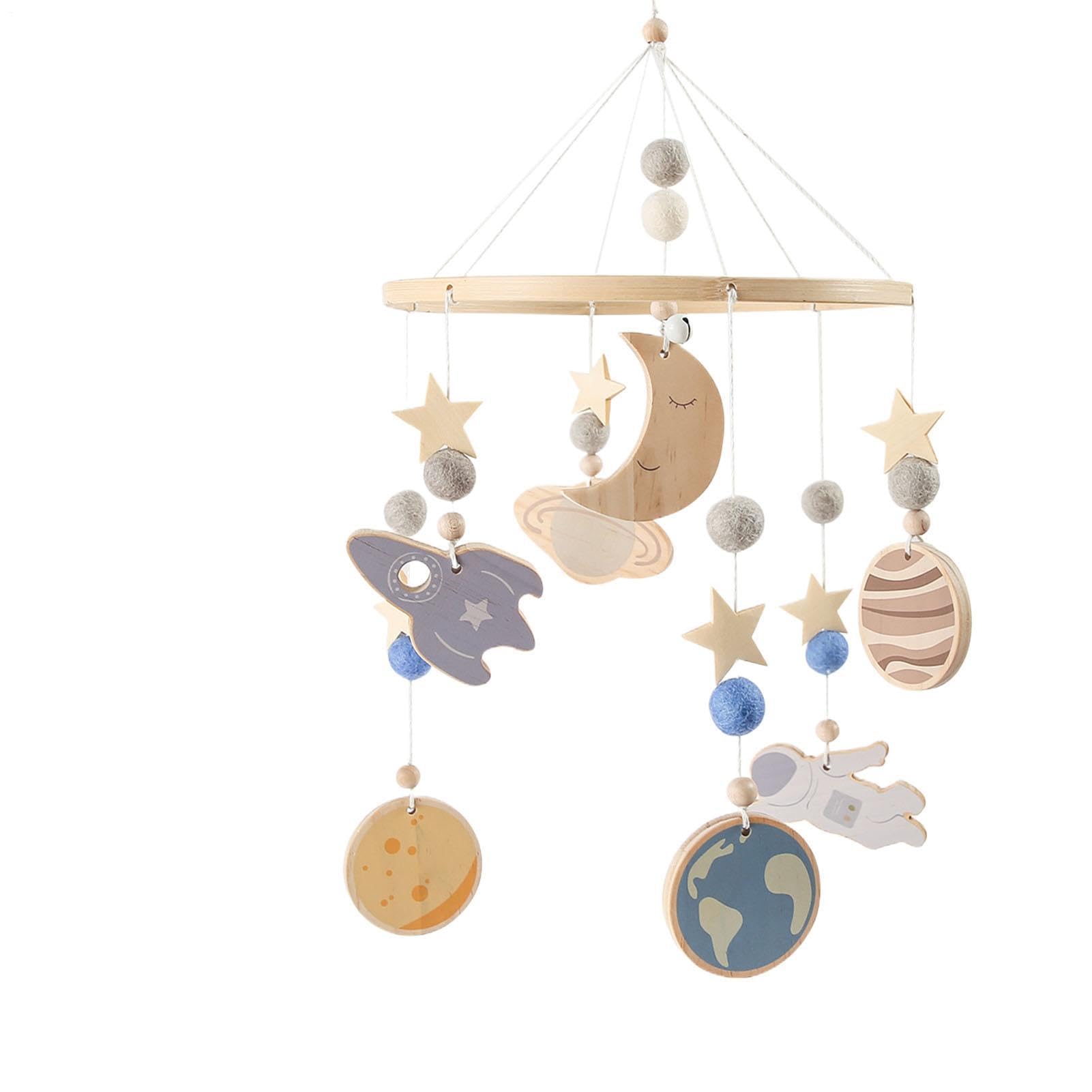Mobile in legno, nave spaziale, decorazione per la cameretta dei bambini