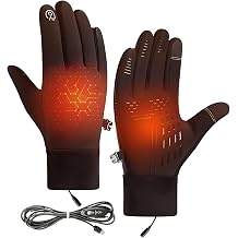 USB Heated Gloves for Men and Women Touchscreen Electric Heated Gloves 3 Levels Adjustable Temperature Thickened Plush Heating Glove Washable Touchscreen Knitted Thermal Winter Gift