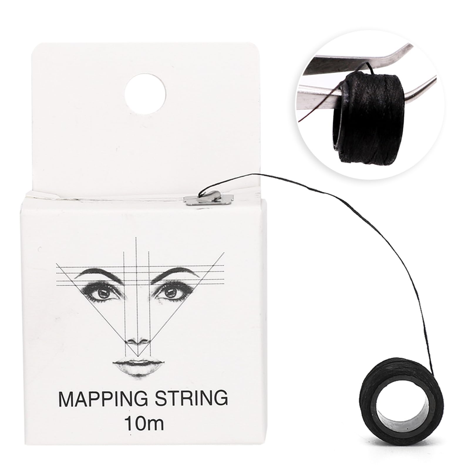 Cadena de Mapeo de Cejas, 10 M Preentintado, Hilo Marcador Para Microblading, Herramientas de Medición de Dibujo (Negro)