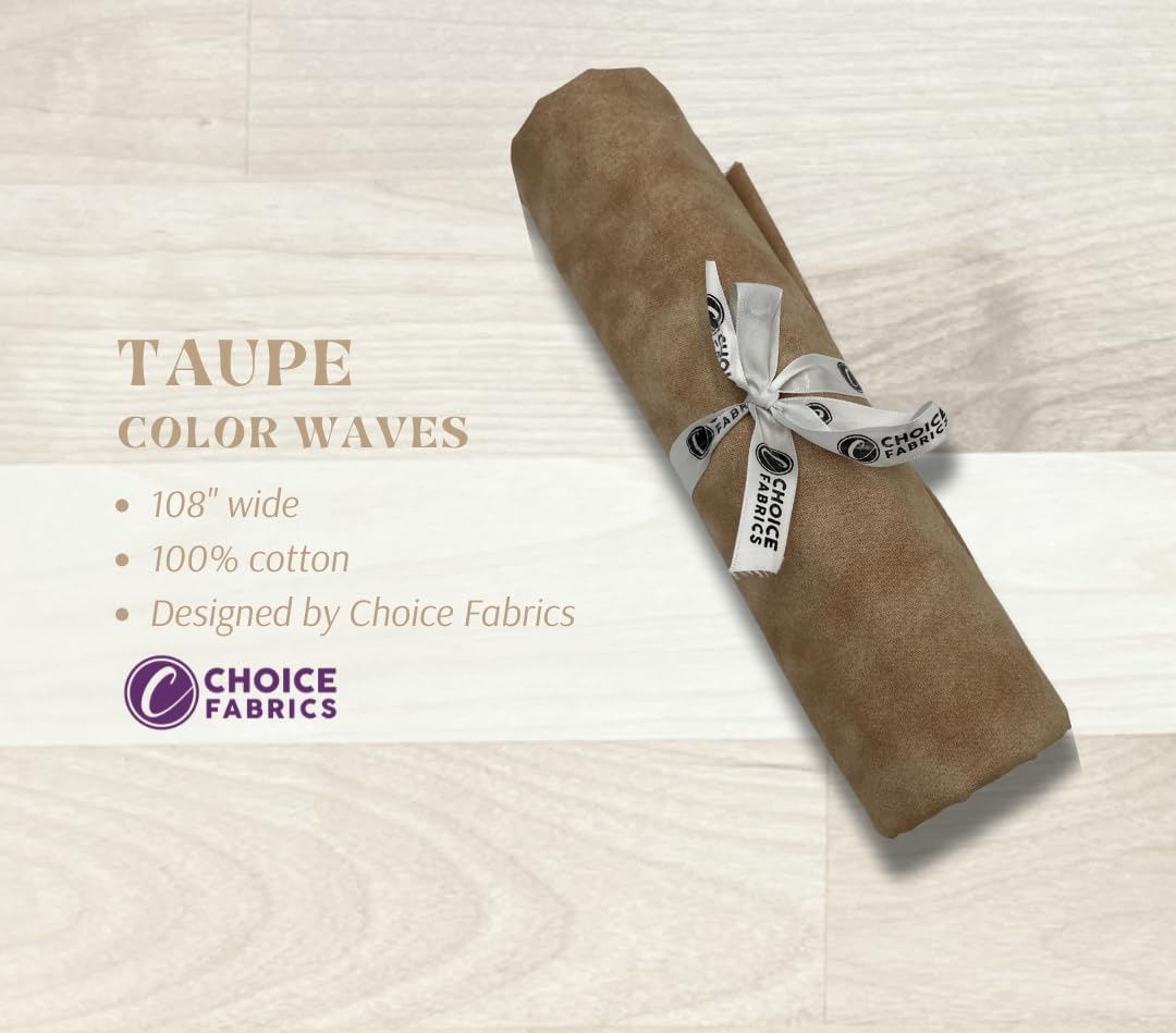 Supreme 108" Quilt Backing - Color Waves - Premium Cotton Fabric Cut by The Yard (Taupe)