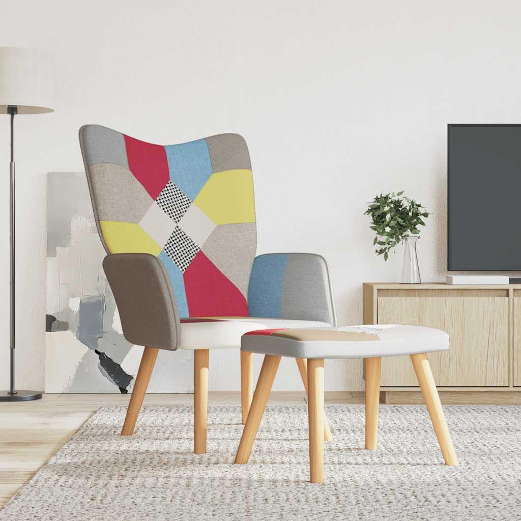 Genérico Silla de relajación con reposapiés Tela Patchwork,Mobiliario,Sillas,Sillones,328184