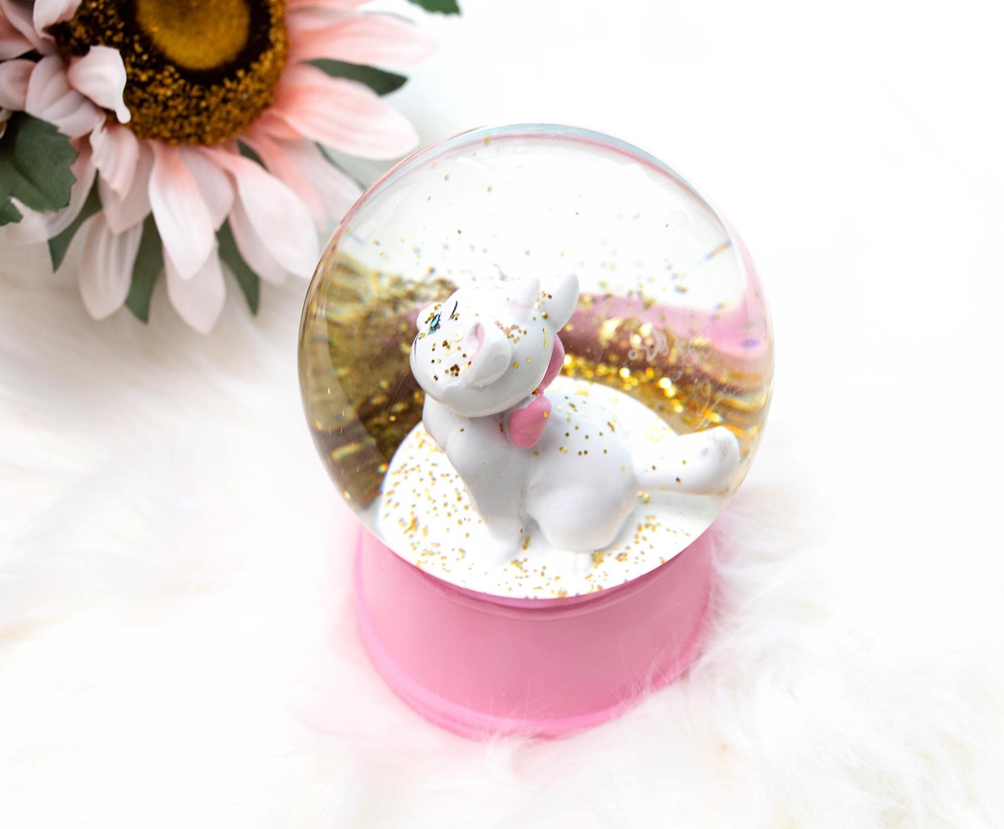 Disney Aristochats Marie Je Suis Adorable boule à neige lumineuse avec paillettes tourbillonnantes | 15,2 cm de haut