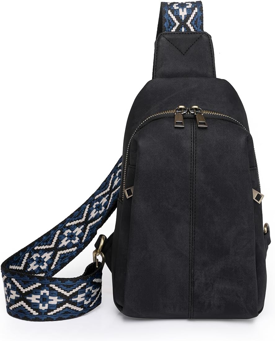 SIXVONA Sling Bag for Women, Leather Crossbody Bags Soft Leather Fanny Pack Chest Bag for Travel, Work, Sport, Outdoor