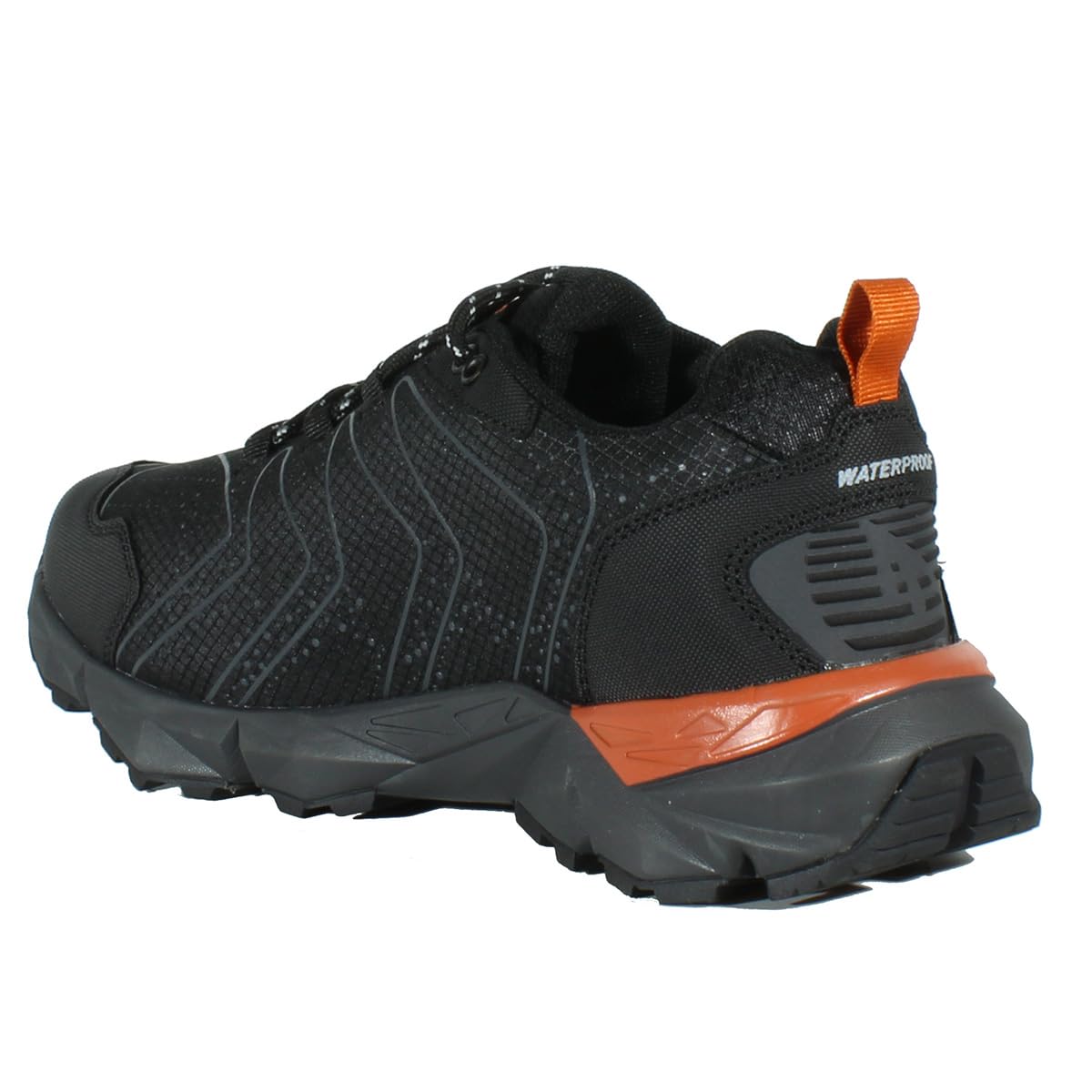 HI-TEC - Zapatillas Trekking Hombre Kinyeti WP | Zapatillas Montaña Hombre, Senderismo | Pies Secos con Membrana Impermeable, Tracción Óptima, Cómodas | Black/Orange Rust, 40
