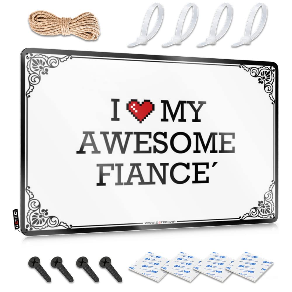 Waterproof Accessory Decor - I Love My Awesome Fiance Large Metal Wall Art Ready To Hang For Camping(30X40CM)