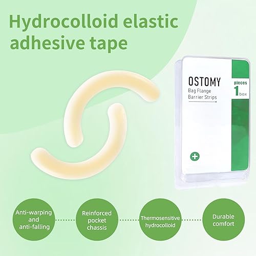 Miniatura 7 de 20 tiras de barrera para estoma, tiras extensoras de piel hidrocoloides de grado médico para bolsas de colostomía, cinta adhesiva para la piel para