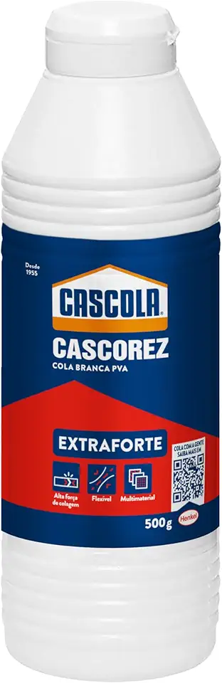 Cascola Cascorez Extra, Cola branca extra forte de fácil aplicação, Cola de PVA com secagem transparente, Cascorez Extra para colagens de alto desempenho, 1x500g