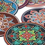 mosaik vasen set ►【 Angemessene Größe 】 12cm Durchmesser und 0.6cm dick, der glas untersetzer-set für Getränke passt zu den meisten Gläsern, Krügen, Tassen, Bechern, Bechern und Bierflaschen und Milchflaschen oder Becher usw. Die tischuntersetzer schützen Ihre Möbel vor übermäßiger Kondensation von Flüssigkeiten durch kalte Getränke, Whisky, Cocktail, Bier, Irischer Kaffee