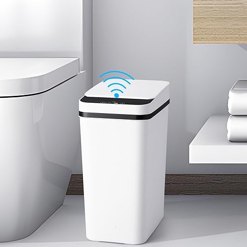 Miniatura 38 de Bote de basura inteligente sin contacto de 2.2 galones con sensor de movimiento automático con tapa, cubo de basura eléctrico estrecho pequeño
