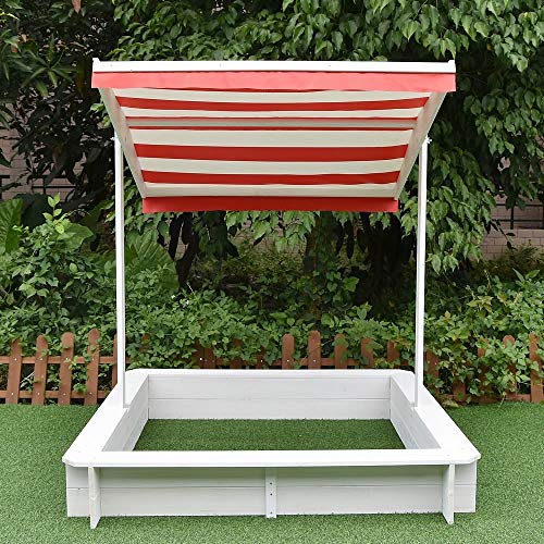 Sandkasten Melko mit Sonnenschutz 120×120 cm für Kinder