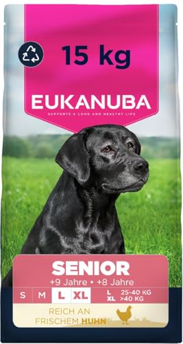 Eukanuba Senior Hundefutter mit frischem Huhn für große Rassen, Premium Trockenfutter für ältere Hunde, 15 kg