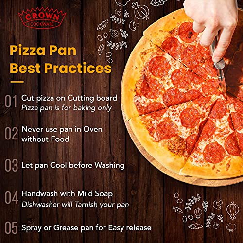 Crown Pizza Pan With Holes 14 Inch, 2 Pack, Sturdy, Rust Free, Pure Aluminum, Made In Canada #TOP6