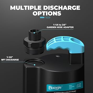 1/6 HP Submersible Water Pump, 1850GPH Sump Pump, 10ft Cord