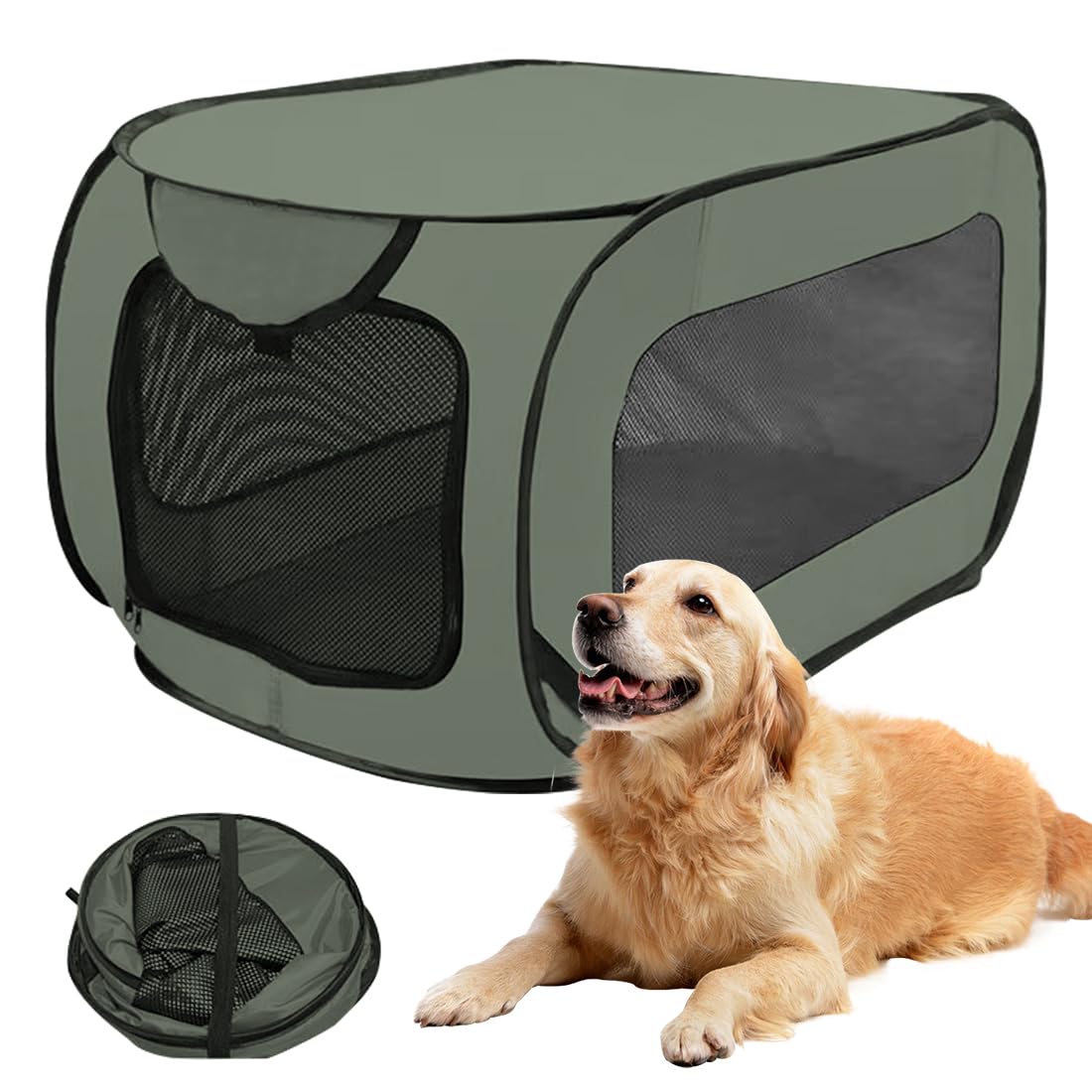 Faltbare Auto Hund und Katzentransportbox 92x52x52cm aus wasserdichtem Oxford Stoff für Tiere bis 30kg, doppeltürige belüftete Transporttasche für Autofahrt Camping Tierarzt Weiß