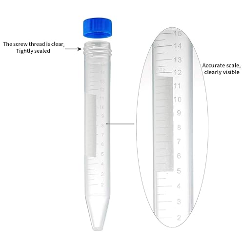 Miniatura 4 de Ackers - Tubos de centrífuga cónicos de 0.5 fl oz, 100 tubos de ensayo de plástico estéril con tapas de rosca, recipiente de polipropileno con punto