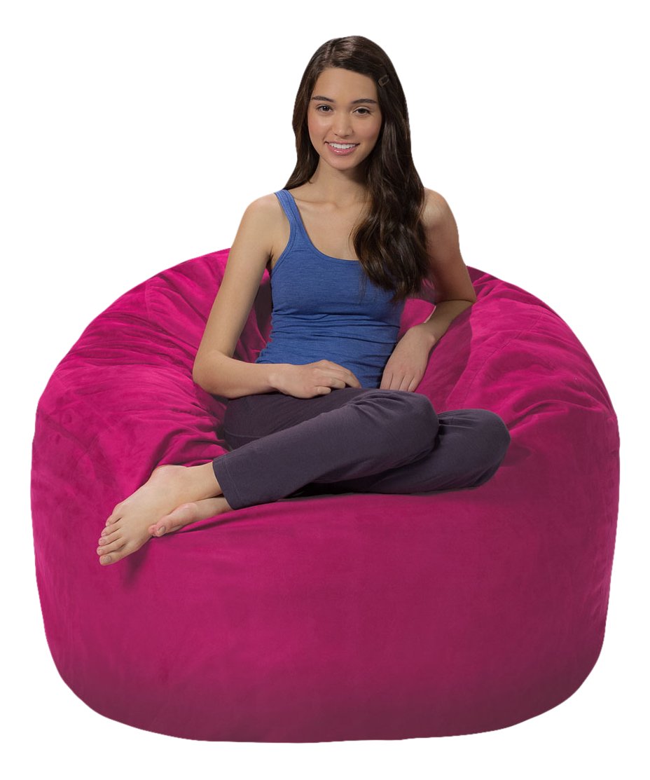 COMFY SACKS4 ft Memory Foam Bean Bag Chair, Magenta Microsuede