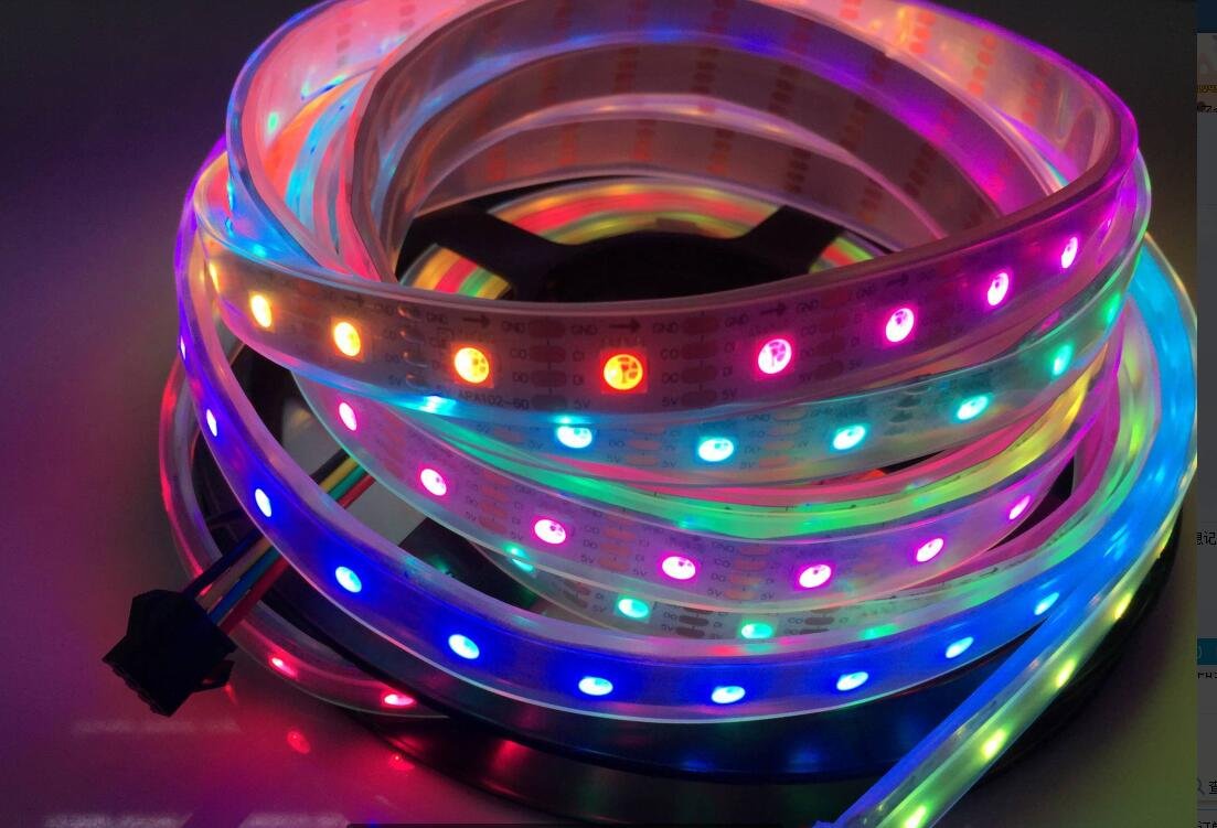 APA107 5050 SMD RGB tira direccionable 60leds/M LED píxeles luz 5M/rollo 5.04 m DC5V impermeable IP67 (PCB blanca)