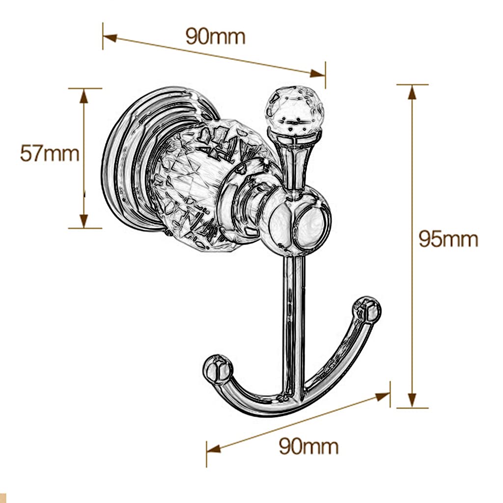 Metall-Kristall-Kleiderhaken, Wandmontage, moderne Badezimmer-Kleiderhaken, dekorativ für Küche, Schlafzimmer, Kabine, Duschraum, Handtuch, Kleidung, Hosen, Schuhbeutel, Mantel, Gold