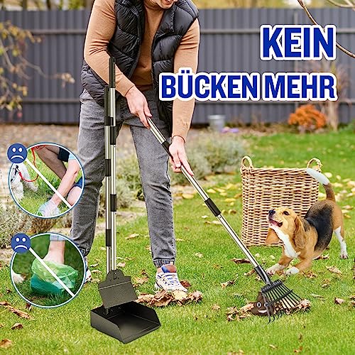 Snagle Paw Hundekotschaufel, 3 Stück Dog Poop Scooper Hundekotschaufel und Harke Metall Rechen Kehrschaufel für große mittlere kleine Hunde mit Lange verstellbare Griff Rake Waste Removal