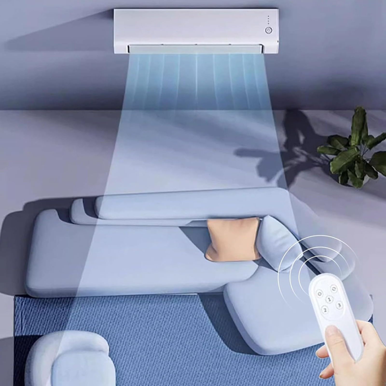 Unidad de aire acondicionado de carga inalámbrica montada en la pared con control remoto, unidad de aire acondicionado portátil para cocina y dormitorio sin perforación, ventilador de