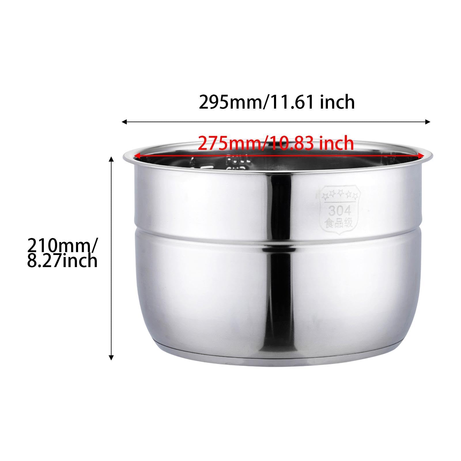Olla a Presión Reemplazo Recipiente Interno Acero Inoxidable Cocina Olla Eléctrica Gran Capacidad Apto para Familiares Celebraciones, 12l