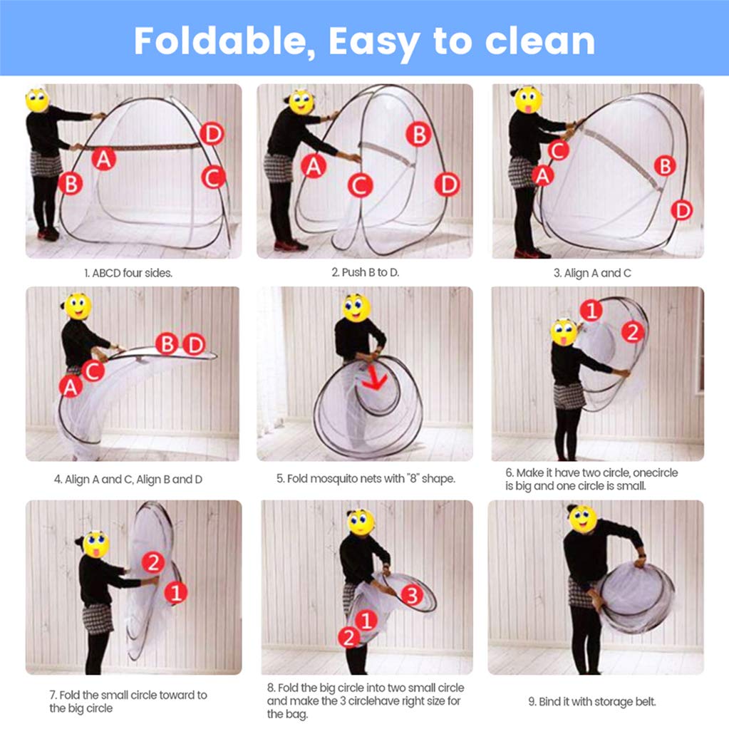 Tinyuet Mosquito Net for Bed, 47.2x78.7in Pop-up Mosquito Net Tent for Indoor and Outdoor Use, Portable Double Door Travel Mosquito Net with Net Bottom, Insect Screen-Brown Edge : Baby