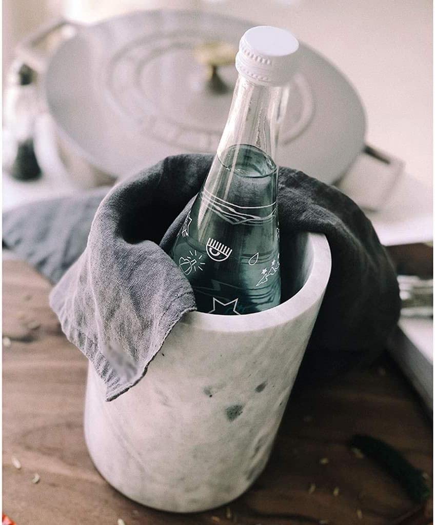 Cubitera Botella Vino Cubo de Hielo de mármol de 2,5 l, contenedor de Hielo para Vino, champán, Cerveza, macetero de Escritorio, Soporte para bolígrafos para el hogar