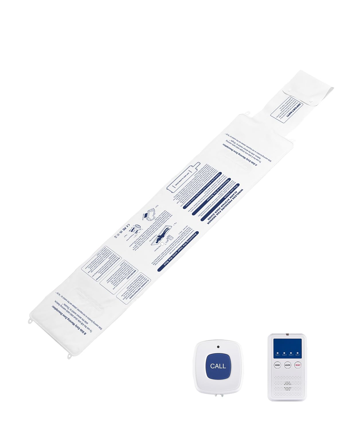 VEVOR Sistema de Alarma de Cama Alerta Temprana 254 x 889 mm Almohadilla de Sensor de Cama Inalámbrica con Botón de Llamada y Buscapersonas Almohadilla Prevención de Caídas para Personas Mayores