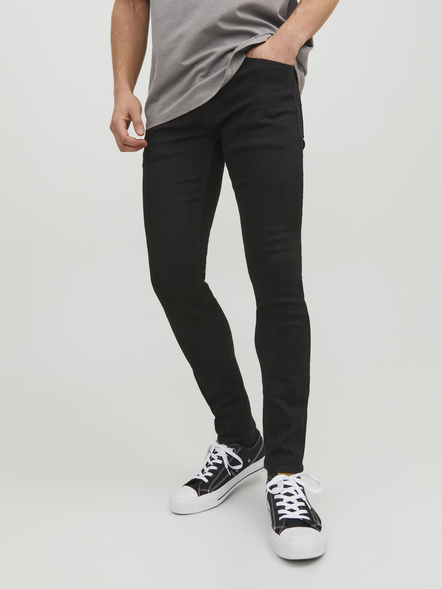 JACK & JONES Liam - Pantalones de mezclilla ajustados para hombre, tela elástica de alta preformance para todo el día, cómodos, con cremallera