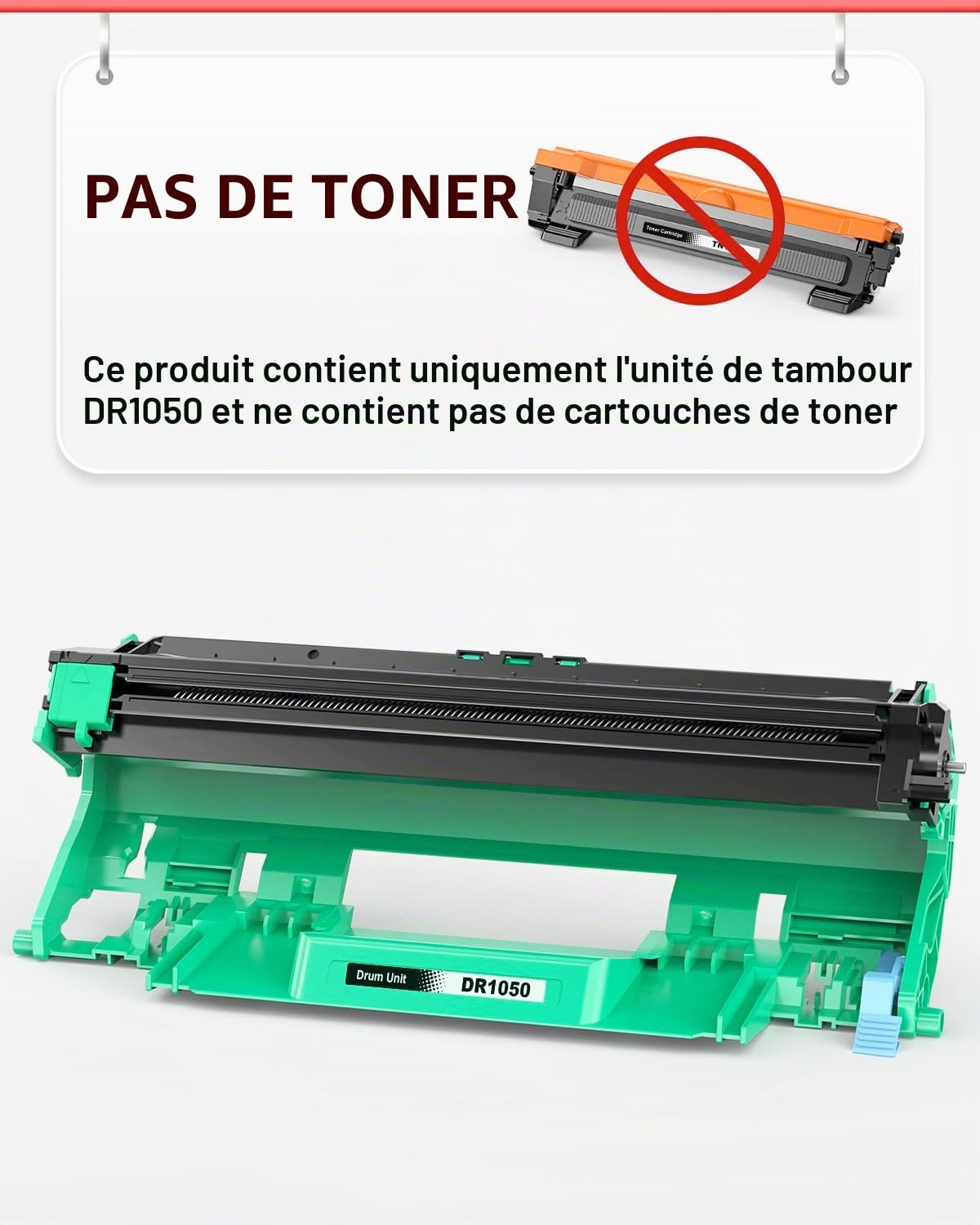 DR-1050 Tambour Compatible pour Brother DR1050 Tambour TN-1050 Toner pour MFC-1910W DCP-1612W DCP-1610W DCP-1510 MFC-1810 HL-1110 HL-1210W DCP-1512 HL-1212W HL-1112 (1 Pack)