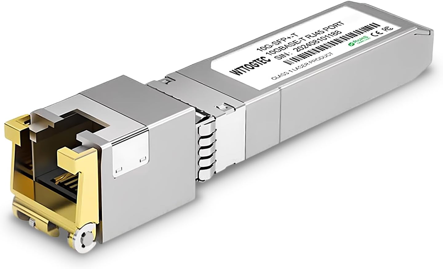 𝟴𝟬-𝗠𝗲𝘁𝗲𝗿 10Gb SFP+ to RJ-45 Module Transceiver up to 262Ft (80m), 1.25/2.5/5/10G-T Copper SFP+ CAT6a Module, Auto-Negotiation, for Cisco SFP-10G-T-S, Meraki, TP-Link (1 Pack)