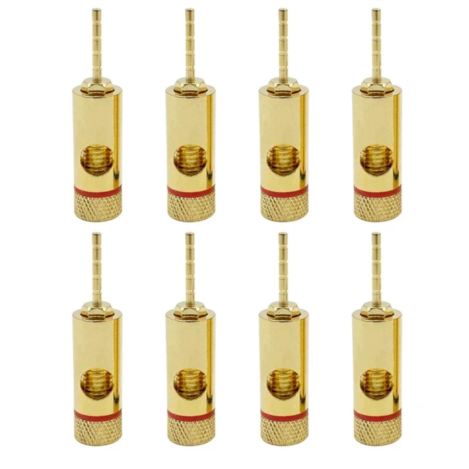 Adaptateur de fiche Banane en cuivre plaqué Or, 8 pièces/4 Paires, 2mm, bornes Banane Droites, fiches de Haut-Parleur, connecteur de câblage (Color : 8 Red)