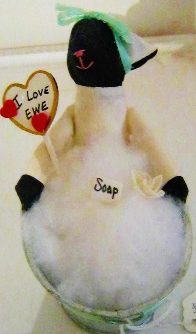 I Love Ewe! Sheep in a Bubble Bath (7" x 5" x 4") Hand-Crafted KnickKnack - Bathroom Decoration