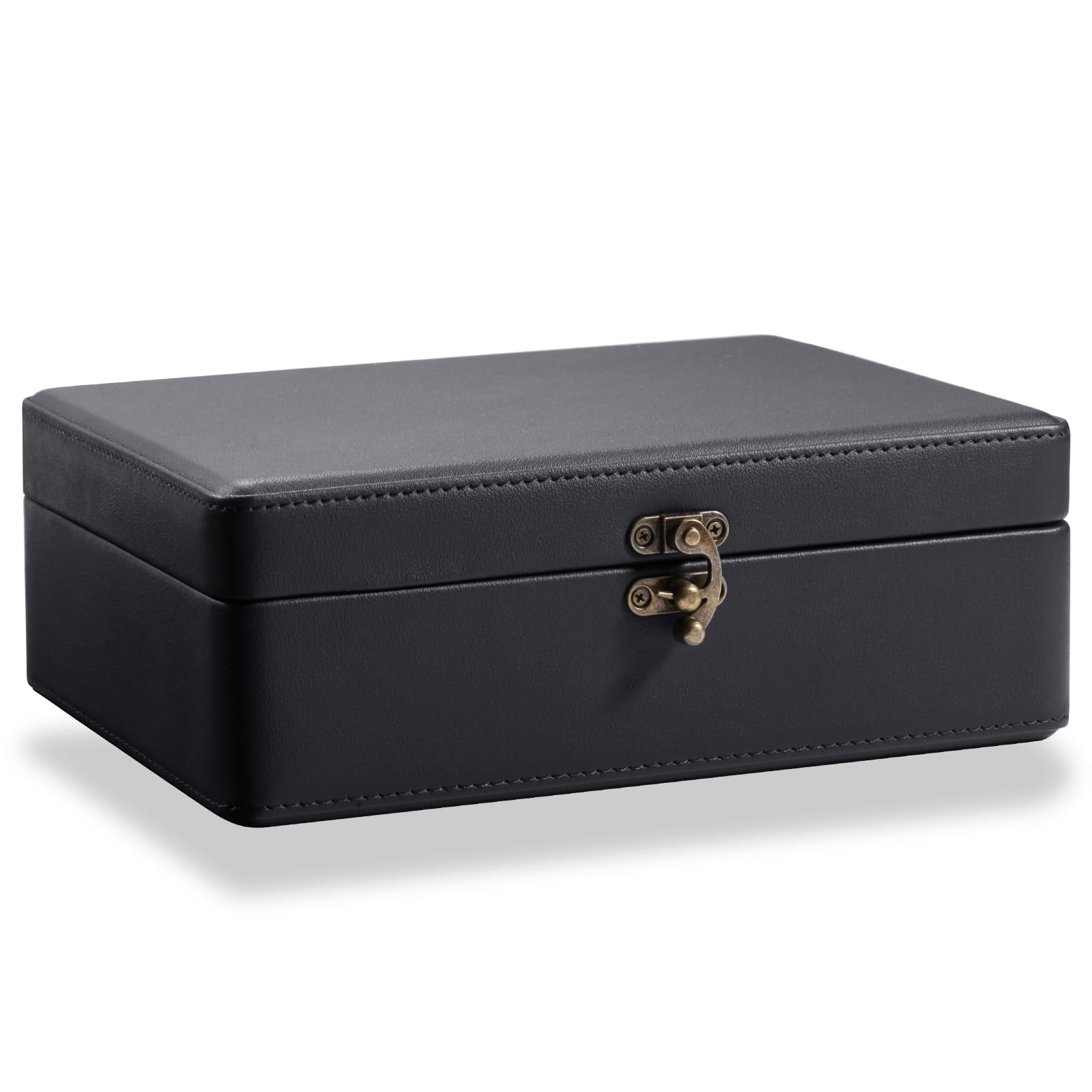 LAMOTI 2-Layer Jewelry Box for Women Floating Effect Leather Jewelry Organizer with Detatchable Tray for Rings Earrings Necklaces