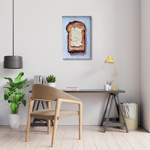 Miniatura 3 de Arte de pared retro con tostadas de mantequilla, fotos de cocina, decoración de pared, desayuno, impasto, pintura al óleo, impresión divertida en