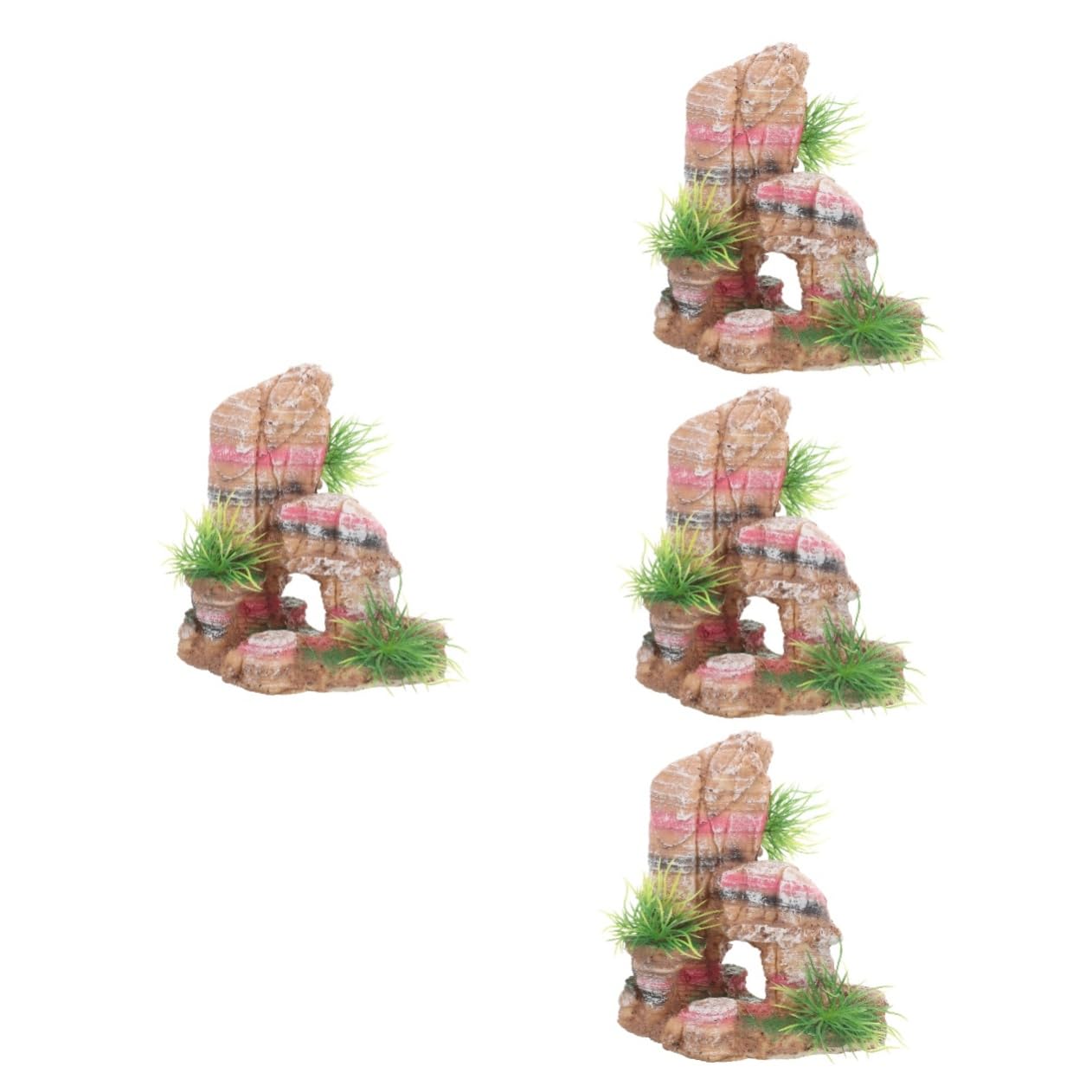 ifundom 4 Piezas Adorno de Rocalla Pecera Decoración Cueva Oculta Peces Ornamentación y Terrarios y Oficina