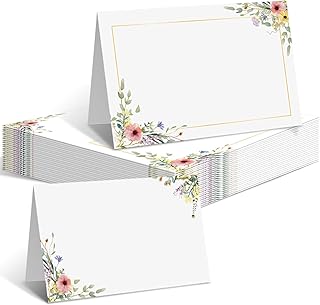 50 Stück Hochzeit Tischkarten Blumen Platzkarten 8.5 x 5.5 cm Tischkarten zum selbst Beschriften Namenkarten für Hochzeit Geburtstag Kommunion Feier Gäste (Blumen A)