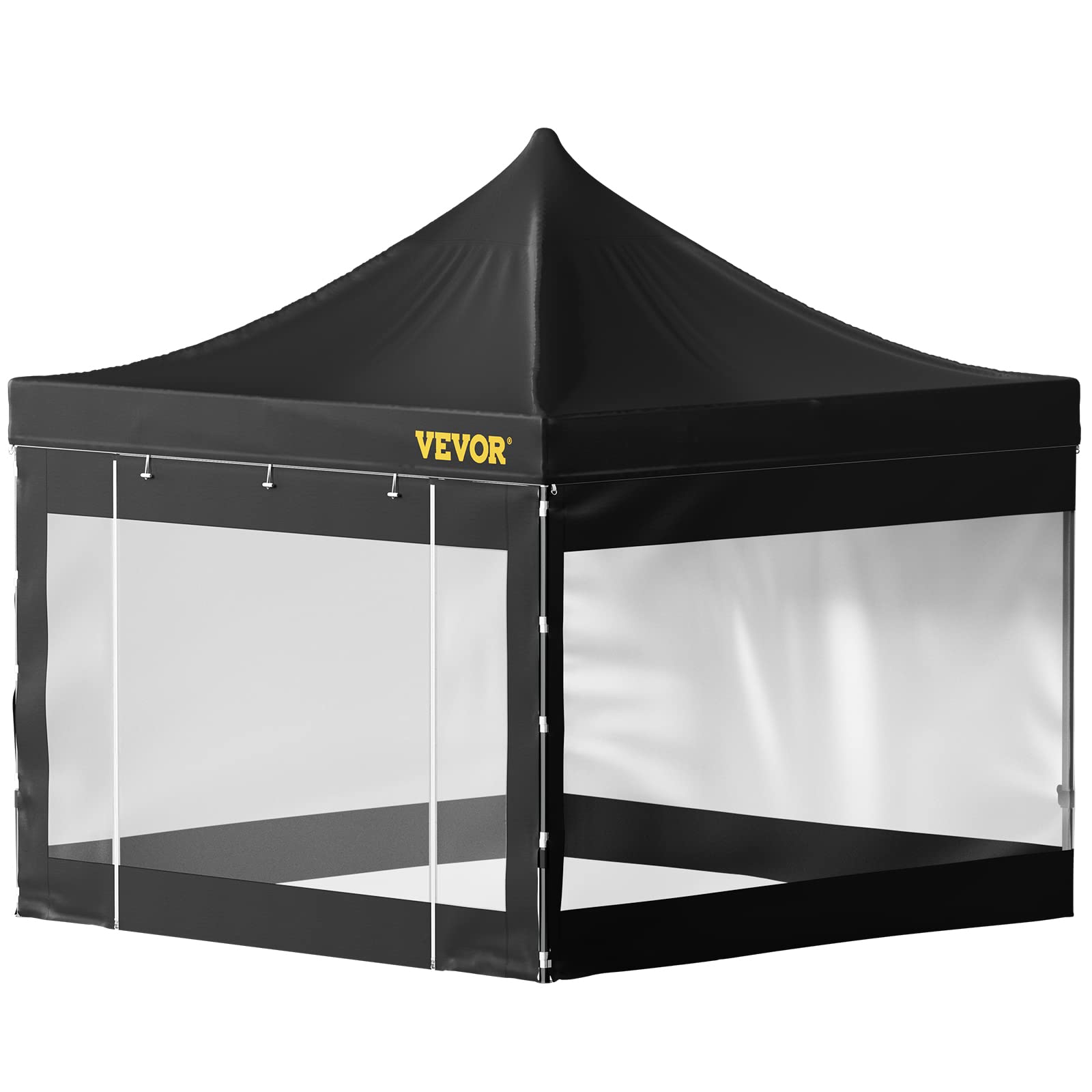 VEVOR Carpa Plegable con Paredes Laterales Cenador Plegable de 3 x 3 m Carpas Impermeables de PVC con Bolsa de Tela Cenador para Exteriores 3 Alturas Ajustables Negro para Fiestas, Bodas, Reuniones