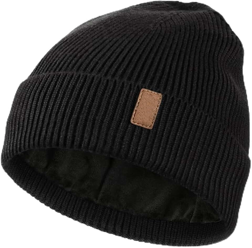 Gorro de malha forrado com lã - chapéu de inverno para homens e mulheres, boné com punho para clima frio