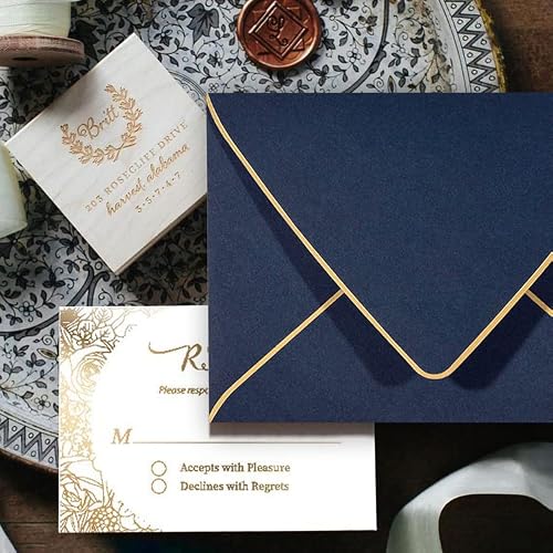 50 Pack, Size A7, Thick Luxury Invitation 5 x 7 Envelopes - For 5x7 Cards| Self Seal| Perfect for Weddings, Invitations, Photos, Graduation, Baby Shower| 5.25 x 7.25 Inches (Noble blue) - Thumbnail 7