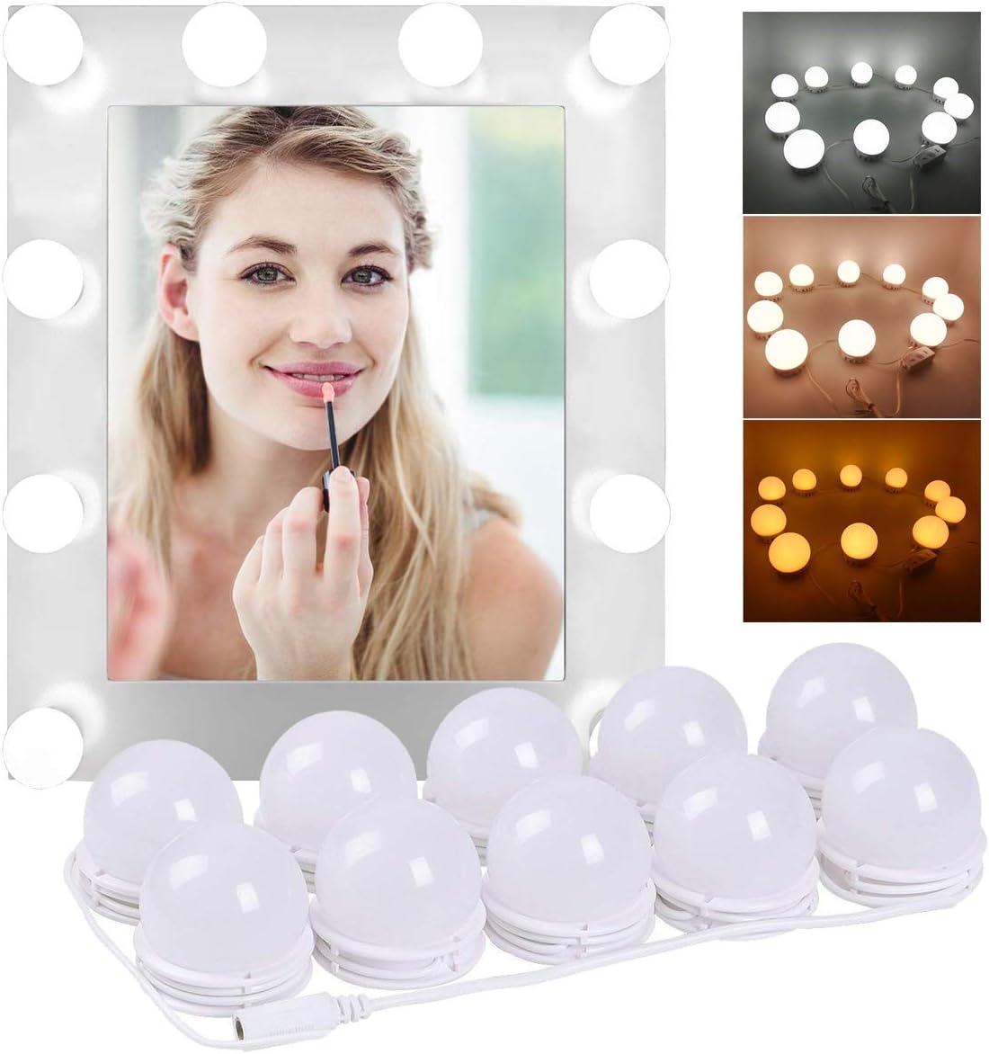 LED Vanity Mirror Lights Kit - Adjustable Hollywood Mirror Makeup Light with 5-Level Brightness Dimmable and Memory Function 15 FT for Make Up, Dressing Table Lights