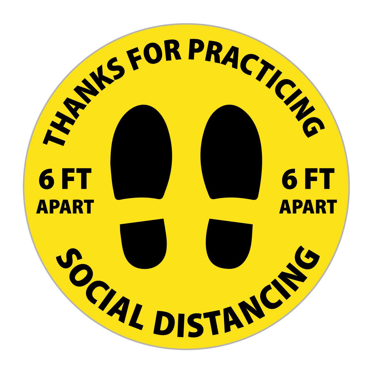 Milweb1-12" Round Thanks for Practicing Social Distancing Floor Decal - Floor Removable Sticker Graphic - Yellow