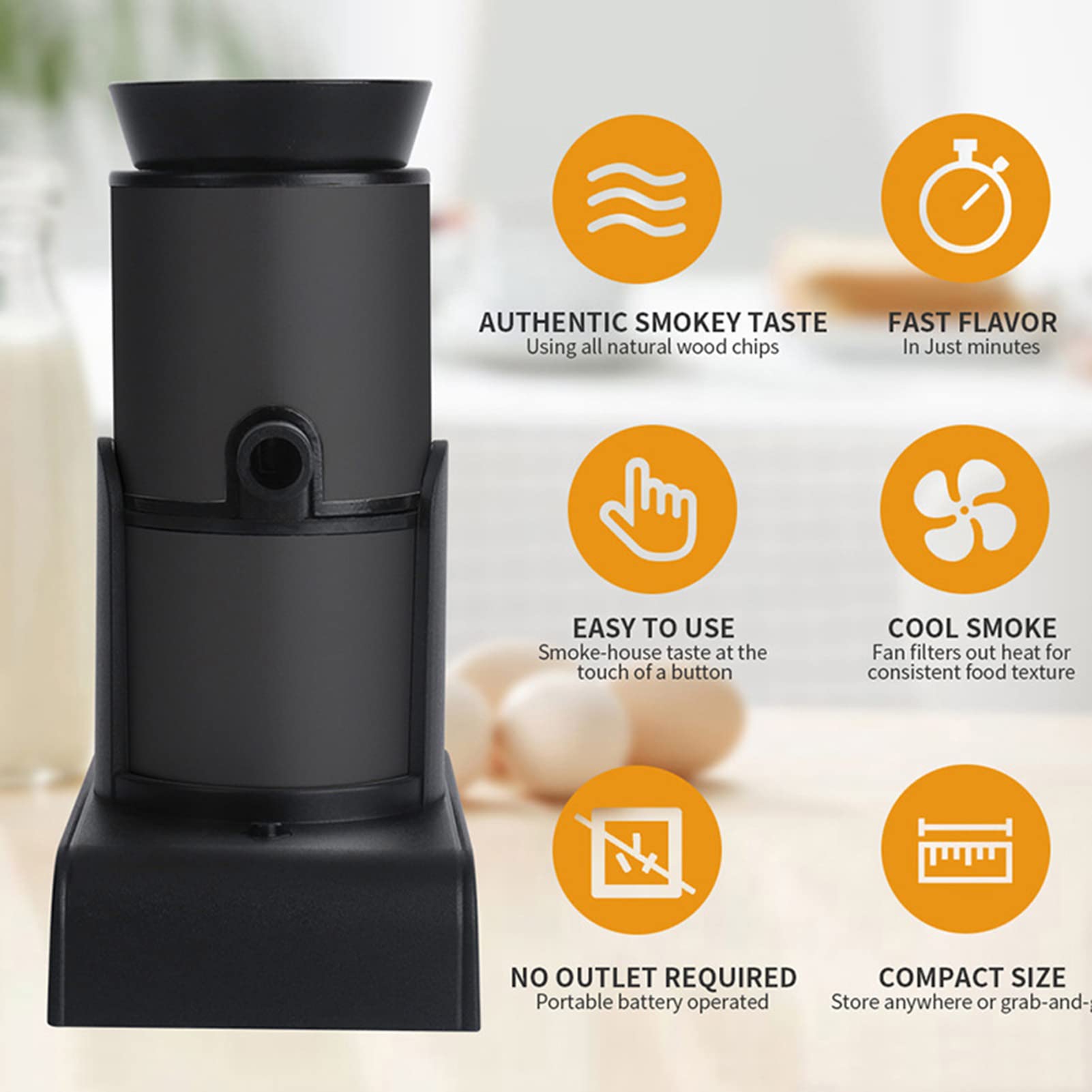 Affumicatore alimentare portatile, affumicatore elettrico con e trucioli di legno Fumo freddo per cibi e bevande, fumatore cocktail per alimenti Cocktail Bevande, Sous Vide, bistecca
