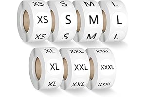3500Pcs 7 Sizes 7/8 Inch Clothing Size Stickers Labels Rolls